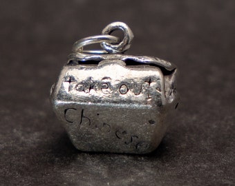 Sterling Silver 3D Chinese Take Out Charm for Charm Bracelet