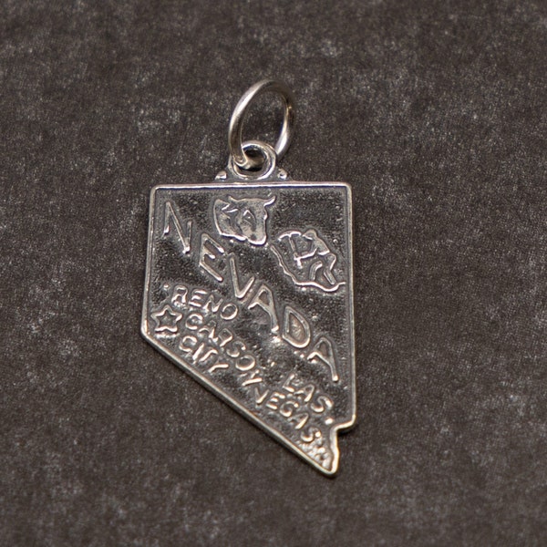STERLING SILVER State of Nevada Charm for Charm Bracelet