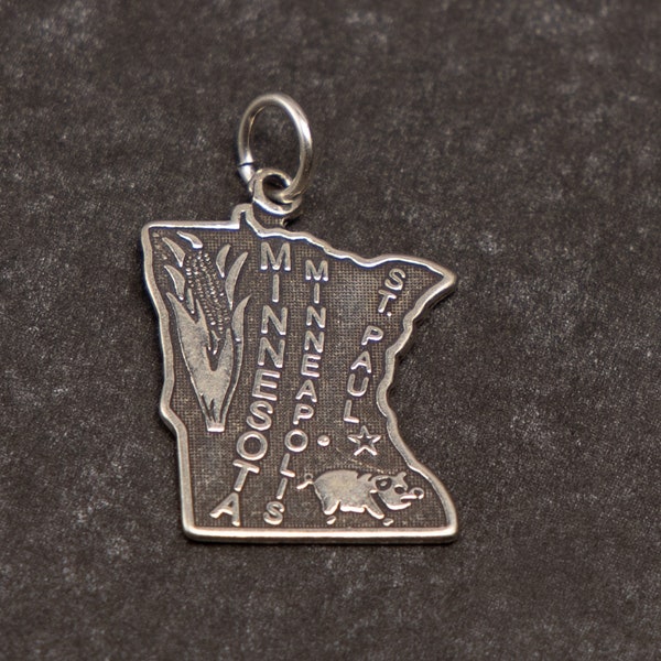 STERLING SILVER State of Minnesota Charm for Charm Bracelet