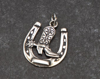 STERLING SILVER Horseshoe and Boot Charm for Charm Bracelet