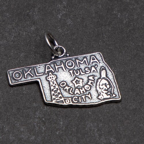 Vintage Sterling Silver Oklahoma State Charm Vintage Sterling Etsy
