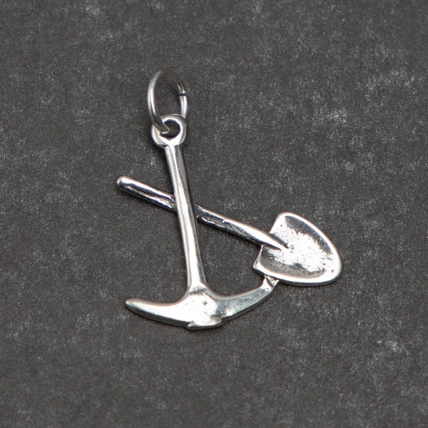 STERLING SILVER 3D Pick and Shovel Charm for Charm Bracelet