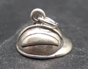 STERLING SILVER 3D Hard Hat Charm for Charm Bracelet