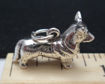 STERLING SILVER 3D Corgi Charm for Charm Bracelet