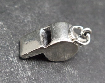 STERLING SILVER 3D Police or Lifeguard Whistle Charm for Charm Bracelet