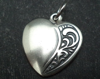 STERLING SILVER Heart Charm for Charm Bracelet