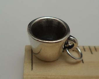 STERLING SILVER 3D Coffee Mug Charm for Charm Bracelet