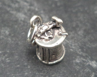 STERLING SILVER 3D Fishing Reel Charm for Charm Bracelet