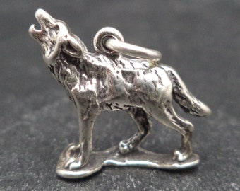 STERLING SILVER 3D Howling Wolf Charm for Charm Bracelet
