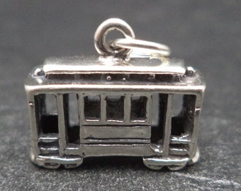 STERLING SILVER 3D Cable Car, Trolley Car Charm for Charm Bracelet