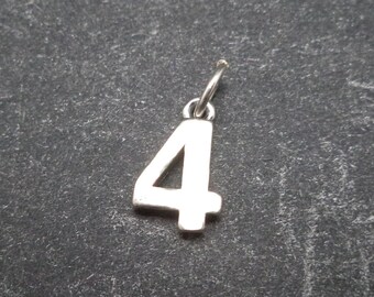 STERLING SILVER 3D Number Four Charm for Charm Bracelet