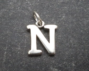 Sterling Silver 3D Letter N Charm for Charm Bracelet