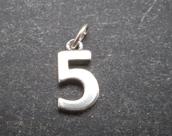 STERLING SILVER 3D Number Five Charm for Charm Bracelet