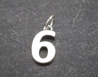 STERLING SILVER 3D Number Six Charm for Charm Bracelet