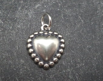 Sterling Silver Small Beaded Heart Charm for Charm Bracelet