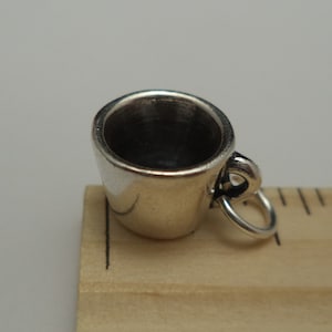 STERLING SILVER 3D Coffee Mug Charm for Charm Bracelet