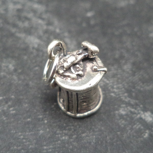 STERLING SILVER 3D Fishing Reel Charm for Charm Bracelet