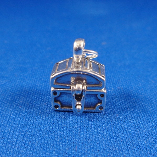 STERLING SILVER 3D Treasure Chest Charm for Charm Bracelet