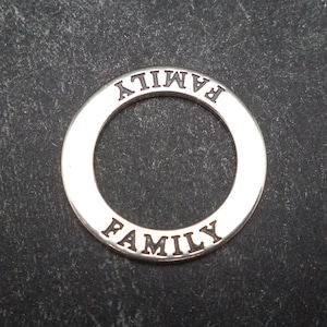 STERLING SILVER Family Affirmation Circle Mantra Pendant to help by repeating motivational quotes