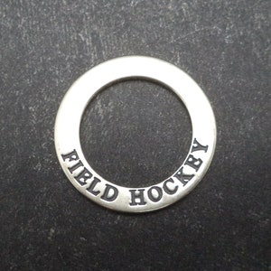 STERLING SILVER Field Hockey Affirmation Circle Mantra Pendant to help by repeating motivational quotes