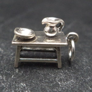 STERLING SILVER 3D Wash Table Charm for Charm Bracelet
