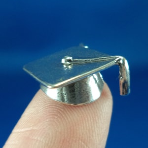 STERLING SILVER 3D Graduation Cap Charm for Charm Bracelet image 1