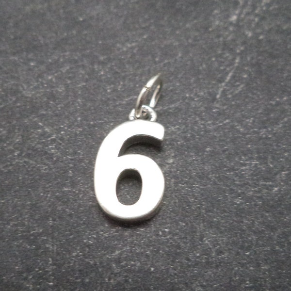 STERLING SILVER 3D Number Six Charm for Charm Bracelet