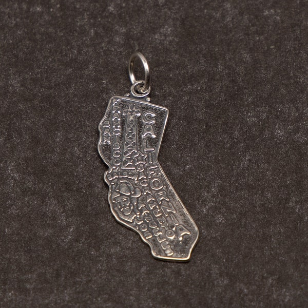 STERLING SILVER State of California Charm for Charm Bracelet