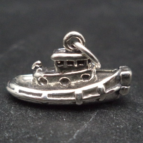 STERLING SILVER Tug Boat Charm for Charm Bracelet