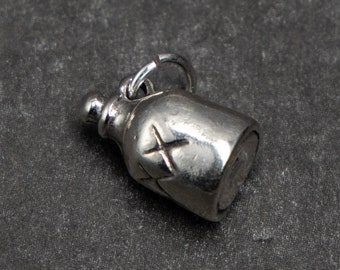 STERLING SILVER 3D Little Brown Moonshine Jug Charm for Charm Bracelet