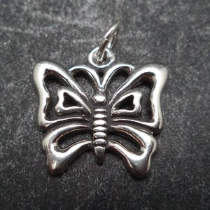 STERLING SILVER Flat Butterfly Charm for Charm Bracelet.