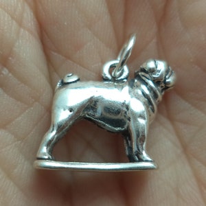 STERLING SILVER 3D Pug Charm for Charm Bracelet