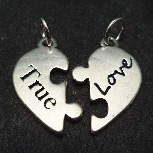 STERLING SILVER True Love Puzzle Heart Charm for Charm Bracelet