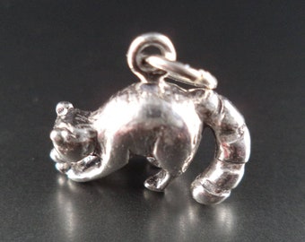 STERLING SILVER 3D Racoon Charm for Charm Bracelet