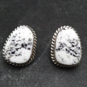 Handmade Sterling Silver Buffalo Turquoise Earrings by Navajo Artist E. Kee