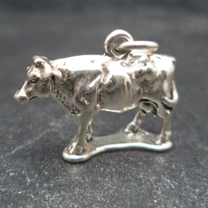STERLING SILVER 3D Cow Charm for Charm Bracelet