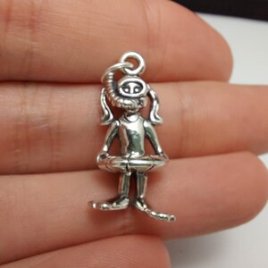 Sterling Silber 3D Snorkler Mädchen Anhänger für Bettelarmband