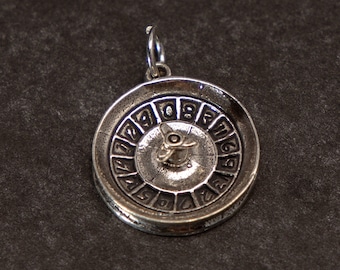 STERLING SILVER 3D Roulette Wheel Charm for Charm Bracelet