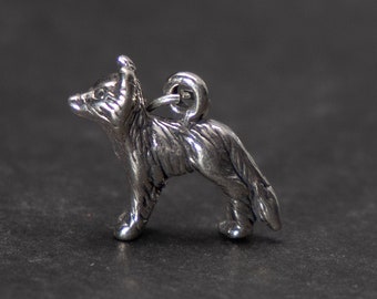 Dije de perro Border Collie en plata de ley 3D para pulsera de dijes