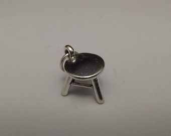 STERLING SILVER 3D Foot Stool Charm for Charm Bracelet