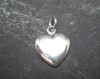 STERLING SILVER Puff Heart Charm for Charm Bracelet