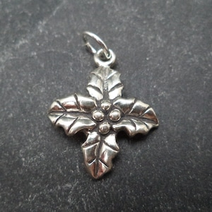 STERLING SILVER 3D  Holly Charm for Charm Bracelet