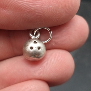 Sterling Silver Small 3D Bowling Ball Charm for Charm Bracelet.