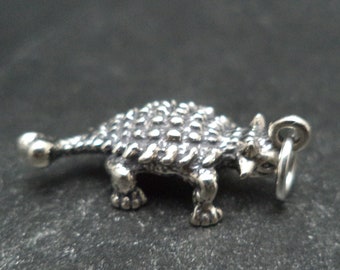 Sterling Silver 3D Ankylosaurus Dinosaur Charm for Charm Bracelet