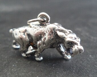 STERLING SILVER 3D Saber Toothed Tiger Charm for Charm Bracelet