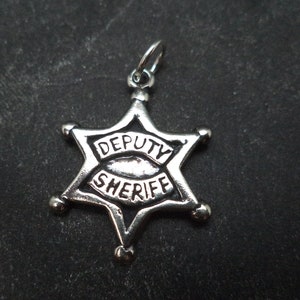 STERLING SILVER 3D Deputy Sheriff&#39;s Badge Charm for Charm Bracelet