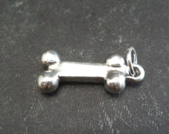 STERLING SILVER 3D Dog Bone Charm for Charm Bracelet