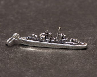 STERLING SILVER 3D Destroyer Charm for Charm Bracelet