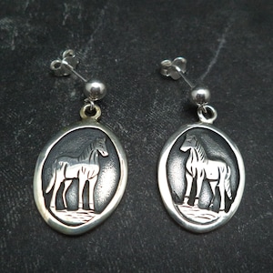 Handgefertigte Sterling Silber Pferdeohrringe