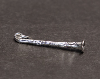 STERLING SILVER 3D Clarinet Charm for Charm Bracelet